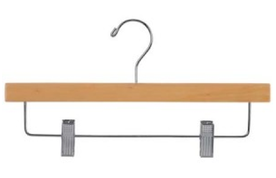 Wood Hanger- Bottom Hanger with Clips - Click Image to Close