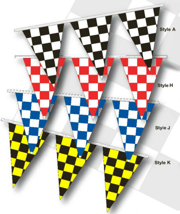 Checkered Starter Pennants- Black & Yellow - Click Image to Close